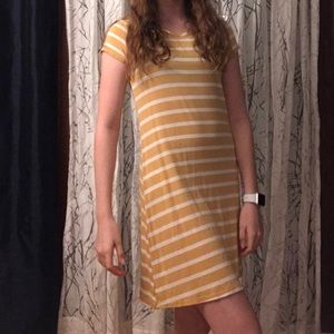 🤍White and yellow stripped dress💛